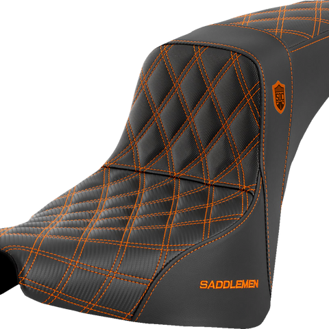 SADDLEMEN Pro Series SDC Performance Seat - without Backrest - Orange Stitch - FXBB/FXST '18-'23 SC81830ORA - Team Dream Rides