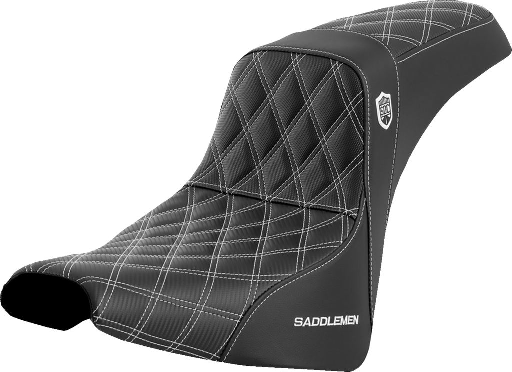 SADDLEMEN Pro Series SDC Performance Seat - without Backrest - White Stitch - FXBB/FXST '18-'23 SC81830WHI