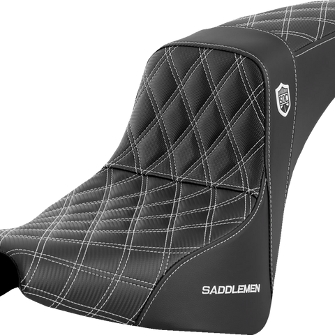 SADDLEMEN Pro Series SDC Performance Seat - without Backrest - White Stitch - FXBB/FXST '18-'23 SC81830WHI - Team Dream Rides