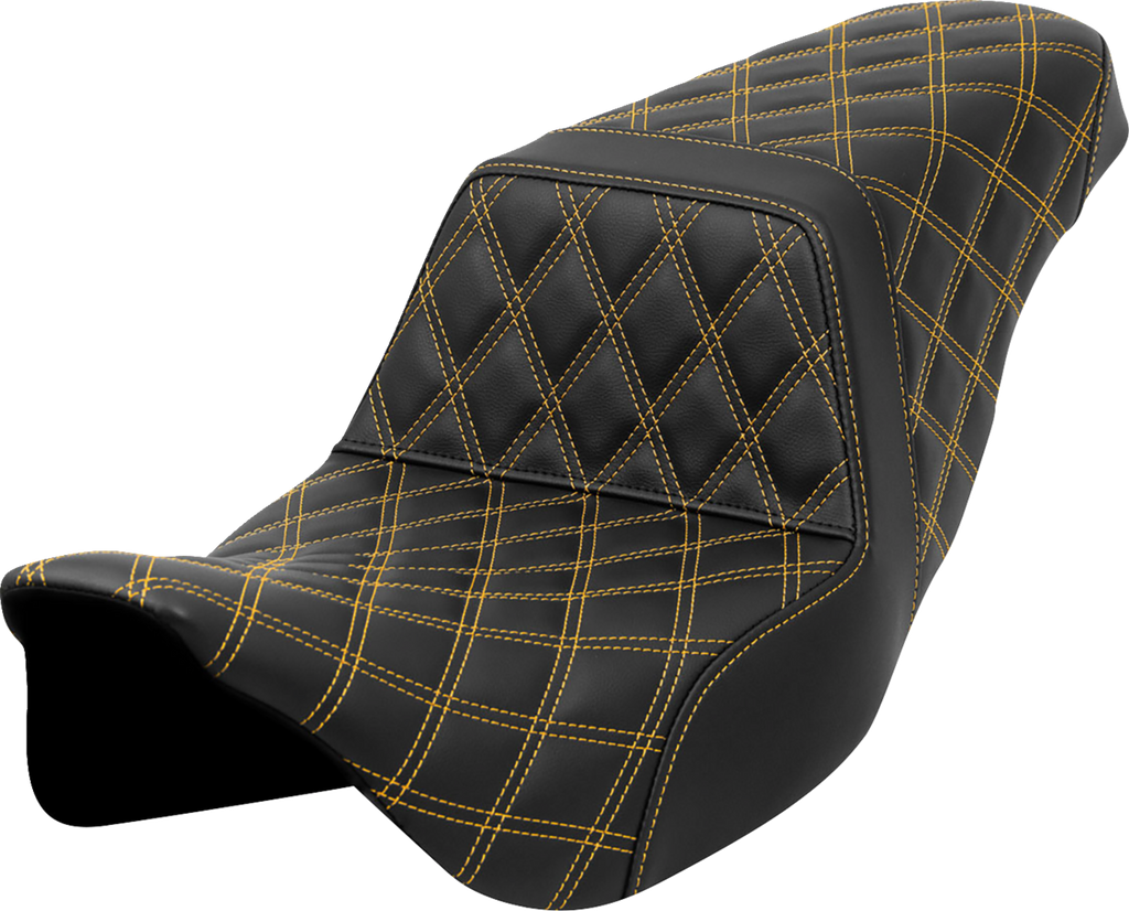 SADDLEMEN Step-Up Seat - Lattice Stitch - Gold Stitch - FLH/FLT '08-'23 A808-07B-175GOL