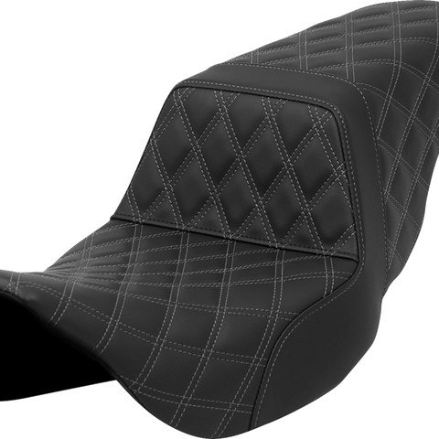 SADDLEMEN Step-Up Seat - Lattice Stitch - Gray Stitch - FLH/FLT '08-'23 A808-07B-175GRE - Team Dream Rides
