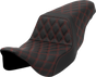 SADDLEMEN Step-Up Seat - Lattice Stitch - Red Stitch - FLH/FLT '08-'23 A808-07B-175RED - Team Dream Rides