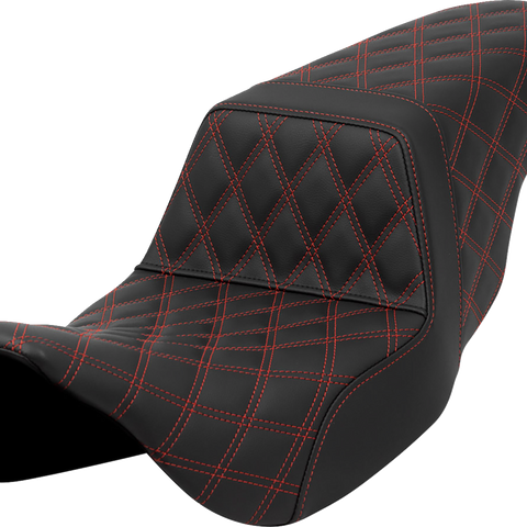 SADDLEMEN Step-Up Seat - Lattice Stitch - Red Stitch - FLH/FLT '08-'23 A808-07B-175RED - Team Dream Rides