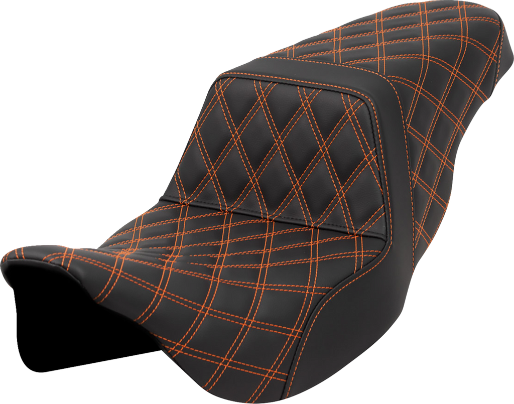 SADDLEMEN Step-Up Seat - Lattice Stitch - Orange Stitch - FLH/FLT '08-'23 A808-07B-175ORA