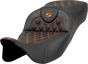 SADDLEMEN Extended Reach Roadsofa* Seat - Lattice Stitch - Orange Stitch - without Backrest - FL '08-'23 A808-07B-184ORA - Team Dream Rides