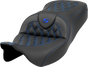 SADDLEMEN Roadsofa* Seat - Lattice Stitch - Blue Stitch - without Backrest - FLH/FLT '08-'23 A808-07B-182BLU - Team Dream Rides