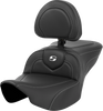 SADDLEMEN Roadsofa™ Seat with Backrest - Carbon Fiber Finish, Silver Stitch and Logo for FL 2023-2024 - Part 823-07-185BR