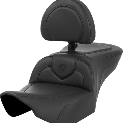 SADDLEMEN Roadsofa* Seat - with Backrest - Black Stitching - FL '23-'24 823-07-187BR - Team Dream Rides