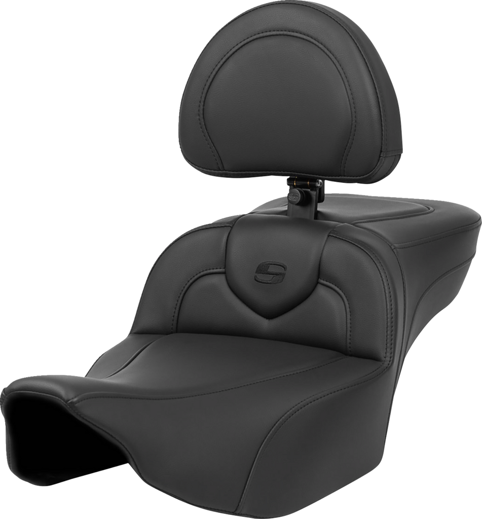 SADDLEMEN Roadsofa* Extended Reach Seat - Black Stitch - with Backrest - FL '23-'24 823-07-188BR - Team Dream Rides