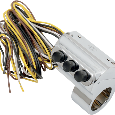 PERFORMANCE MACHINE (PM) Contour Billet Handlebar Switch - Left Side - Three Button - Cable Clutch - Chrome 0062-2035-CH