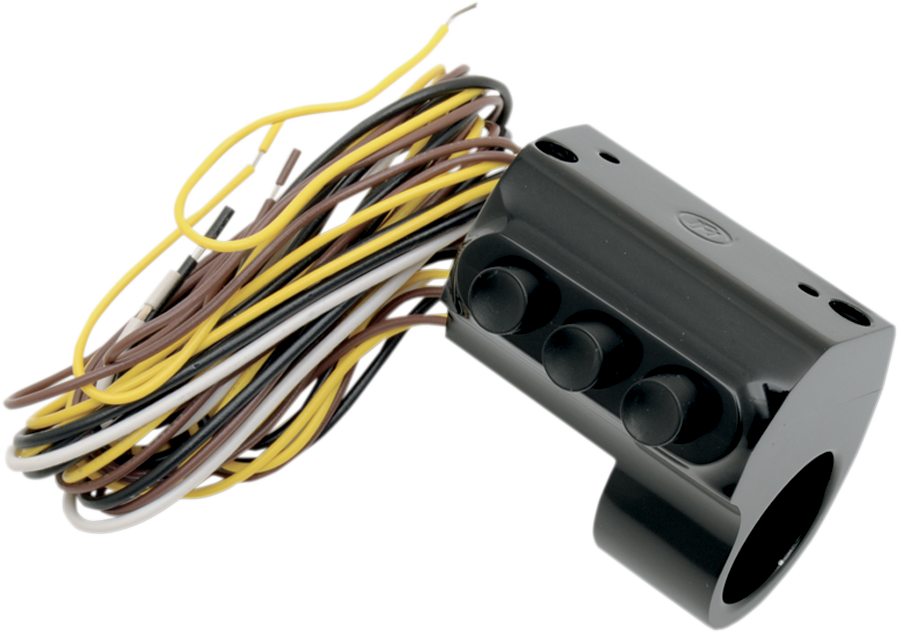 PERFORMANCE MACHINE (PM) Contour Billet Handlebar Switch - Left Side - Three Button - Cable Clutch - Black 0062-2035-B