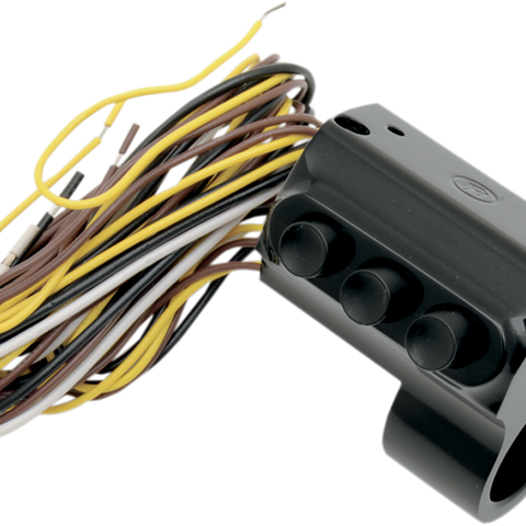 PERFORMANCE MACHINE (PM) Contour Billet Handlebar Switch - Left Side - Three Button - Cable Clutch - Black 0062-2035-B