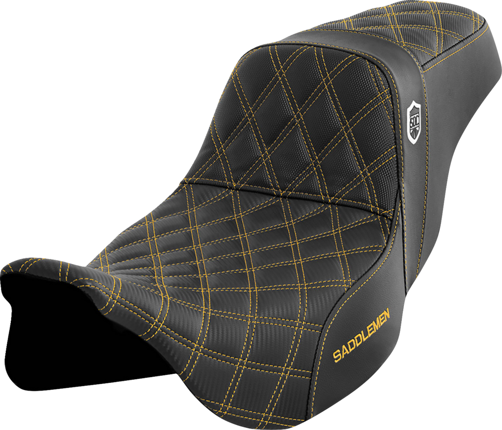 SADDLEMEN Pro Series SDC Performance Seat - without Backrest - Gold Stitch - FLH/FLT '08-'23 SC80807GOL - Team Dream Rides