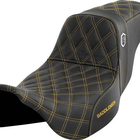 SADDLEMEN Pro Series SDC Performance Seat - without Backrest - Gold Stitch - FLH/FLT '08-'23 SC80807GOL - Team Dream Rides