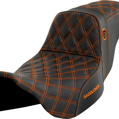 SADDLEMEN Pro Series SDC Performance Seat - without Backrest - Orange Stitch - FLH/FLT '08-'23 SC80807ORA - Team Dream Rides