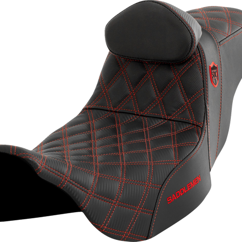 SADDLEMEN Pro Series SDC Performance Seat - with Backrest - Red Stitch - FLH/FLT '08-'23 SC80807REDRT - Team Dream Rides