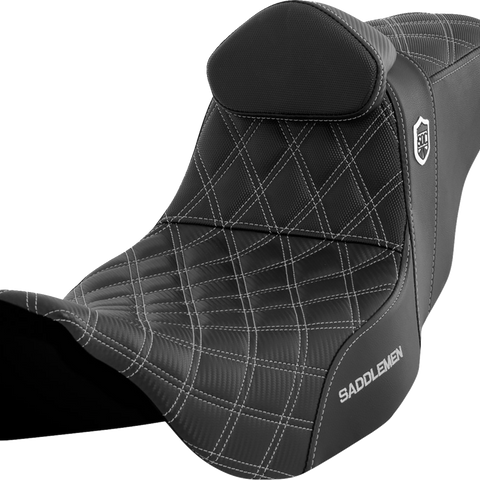 SADDLEMEN Pro Series SDC Performance Seat - with Backrest - Silver Stitch - FLH/FLT '08-'23 SC80807SILRT - Team Dream Rides