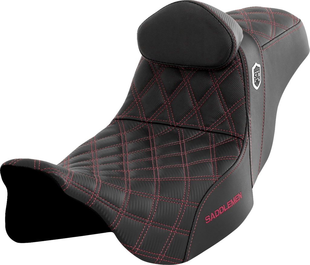 SADDLEMEN Pro Series SDC Performance Seat - with Backrest - Wine Berry Stitch - FLH/FLT '08-'23 SC80807WINRT