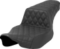 SADDLEMEN Step-Up Seat for Harley FL 2023-2024 - Front and Rear Lattice Stitch in Black (Part #823-07-175)