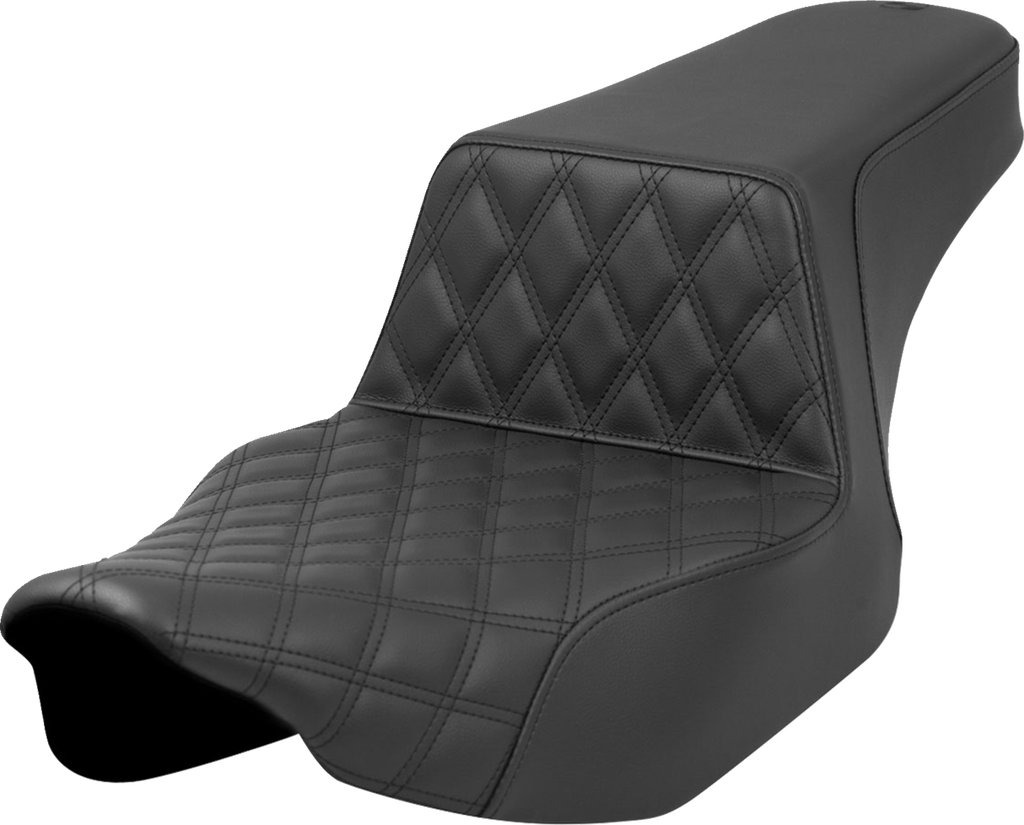 SADDLEMEN Step-Up Seat - Front Lattice Stitch - Black - Extended Reach - Street Glide/Road Glide 823-07E-172 - Team Dream Rides