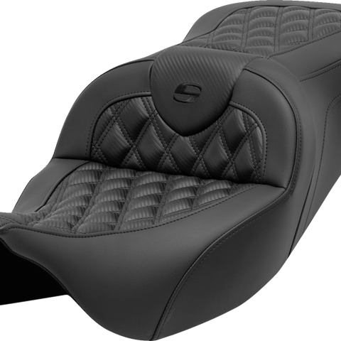 SADDLEMEN Roadsofa™ Seat with Lattice Stitch and Carbon Fiber for Harley FL 2008-2023 - Part Number 808-07B-20600