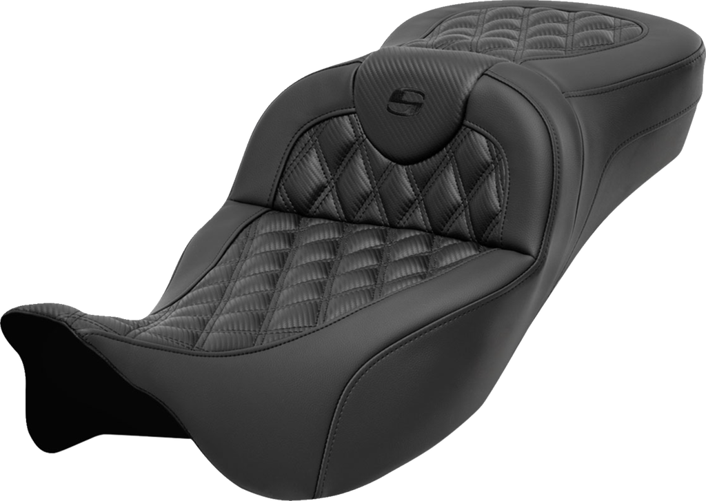 SADDLEMEN Roadsofa* Seat - without Backrest - Lattice Stitch - Carbon Fiber - FL' 08-'23 808-07CF-184