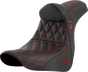 SADDLEMEN Pro Series SDC Performance Seat - with Backrest - Red Stitch - FL/FX '18-'23 SC81829REDRT - Team Dream Rides