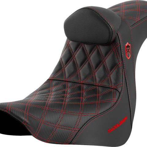 SADDLEMEN Pro Series SDC Performance Seat - with Backrest - Red Stitch - FL/FX '18-'23 SC81829REDRT - Team Dream Rides