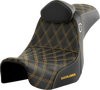 SADDLEMEN Pro Series SDC Performance Seat - with Backrest - Gold Stitch - Dyna '06-'17 SC80604GOLRT - Team Dream Rides