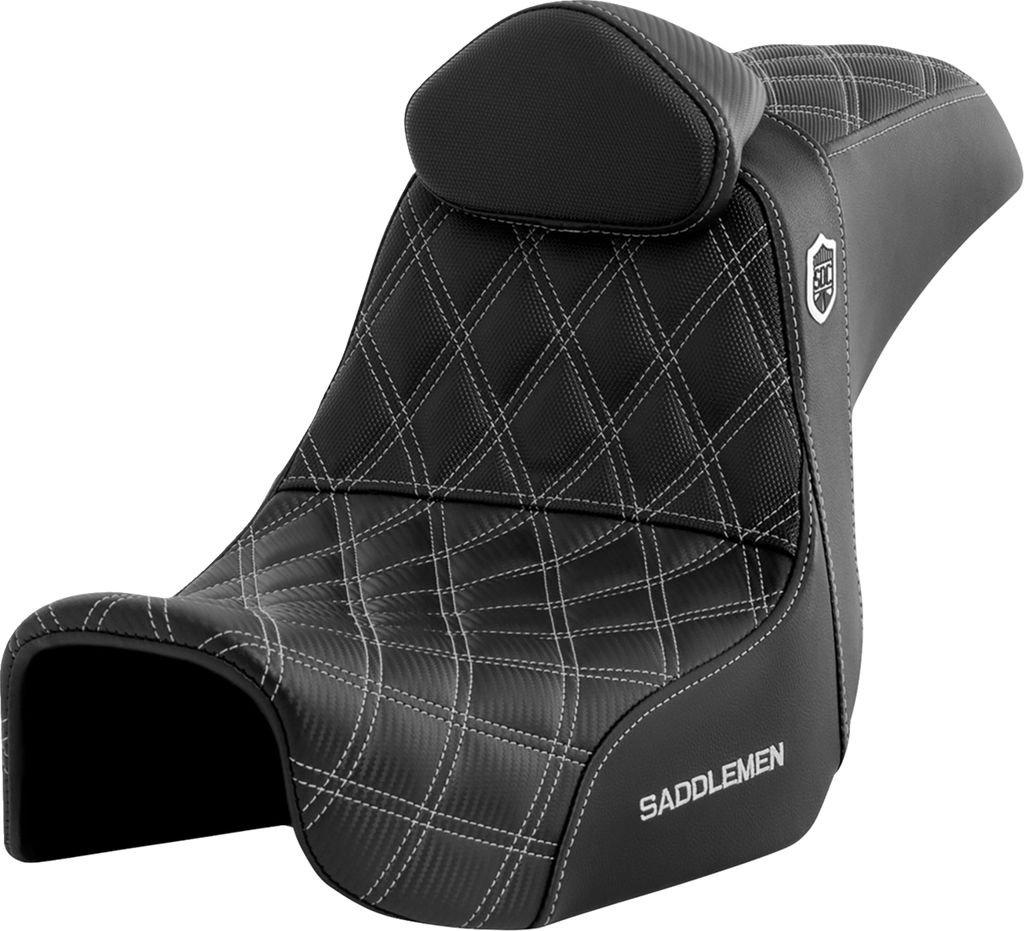 SADDLEMEN Pro Series SDC Performance Seat - with Backrest - Silver Stitch - Dyna '06-'17 SC80604SILRT - Team Dream Rides