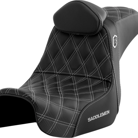 SADDLEMEN Pro Series SDC Performance Seat - with Backrest - Silver Stitch - Dyna '06-'17 SC80604SILRT - Team Dream Rides