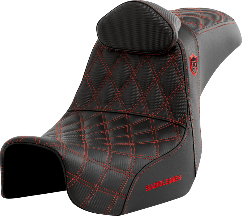 SADDLEMEN Pro Series SDC Performance Seat - with Backrest - Red Stitch - Dyna '06-'17 SC80604REDRT - Team Dream Rides