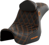 SADDLEMEN Pro Series SDC Performance Seat - with Backrest - Orange Stitch - Dyna '06-'17 SC80604ORART - Team Dream Rides