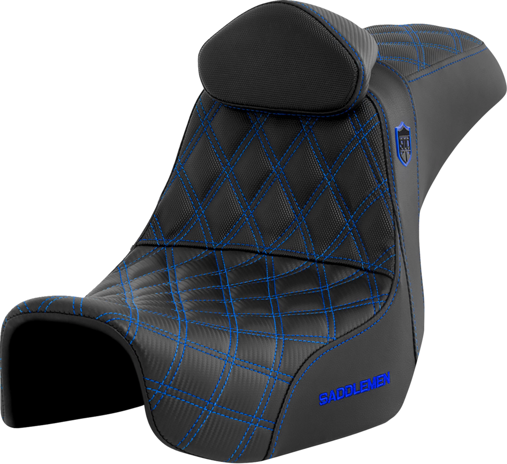 SADDLEMEN Pro Series SDC Performance Seat - with Backrest - Blue Stitch - Dyna '06-'17 SC80604BLURT - Team Dream Rides