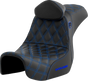 SADDLEMEN Pro Series SDC Performance Seat with Backrest for Dyna '06-'17 – Blue Stitch, Part Number SC80604BLURT