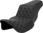 SADDLEMEN Step-Up Seat - Front Lattice Stitch - Gray Stitch - Extended Reach - FLH/FLT '08-'23 A808-07E-172GRE - Team Dream Rides