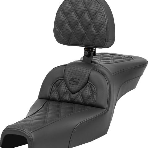 SADDLEMEN Roadsofa* Seat - with Backrest - Lattice Stitch - XL '04-'22 807-03-182BR - Team Dream Rides