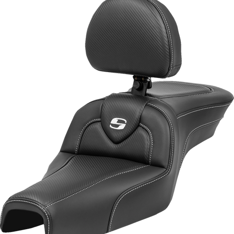 SADDLEMEN Roadsofa* Seat - with Backrest - Carbon Fiber - XL '04-'22 807-03-185BR - Team Dream Rides