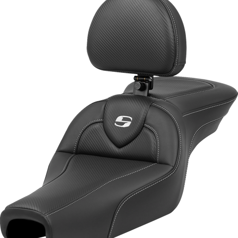 SADDLEMEN Roadsofa* Seat - with Backrest - Carbon Fiber - XL '04-'22 807-11-185BR - Team Dream Rides