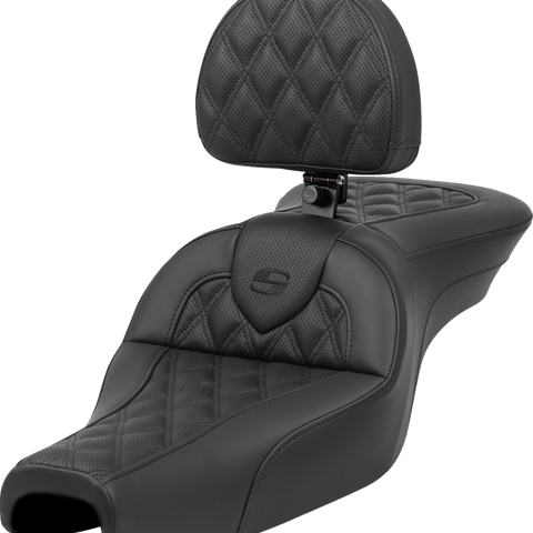 SADDLEMEN Roadsofa* Seat - with Backrest - Lattice Stitch - XL '04-'22 807-11-182BR - Team Dream Rides