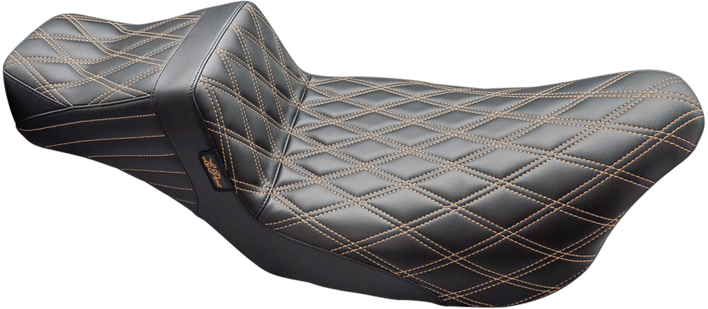 LE PERA Tailwhip Daddy Long Legs Seat - Double Diamond with Chestnut Thread - FLH/FLT '08-'24 LK-587DLDD-CHET - Team Dream Rides