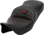 SADDLEMEN RoadSofa* Seat - Honeycomb - Red Stitch - without Backrest - FLH/FLT '08-'23 A808-07B-189RED - Team Dream Rides