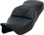 SADDLEMEN RoadSofa™ Seat with Honeycomb Pattern and Blue Stitch for FLH/FLT 2008-2023 – Part 808-07B-18901
