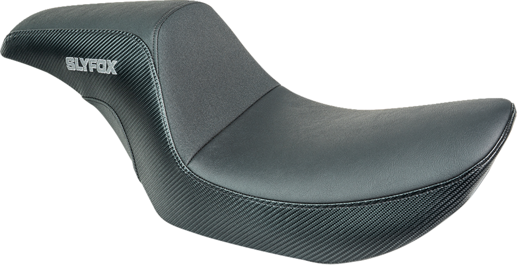 SLYFOX Slyfox Seat - Gray Logo - Black Vinyl - Smooth - FXR '82-'00 SlyFox4681B - Team Dream Rides