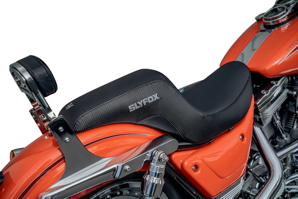 SLYFOX Slyfox Seat - Gray Logo - Black Vinyl - Smooth - FXR '82-'00 SlyFox4681B - Team Dream Rides