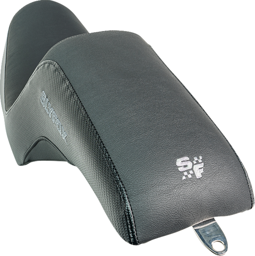 SLYFOX Slyfox Seat - Gray Logo - Black Vinyl - Smooth - FXR '82-'00 SlyFox4681B - Team Dream Rides