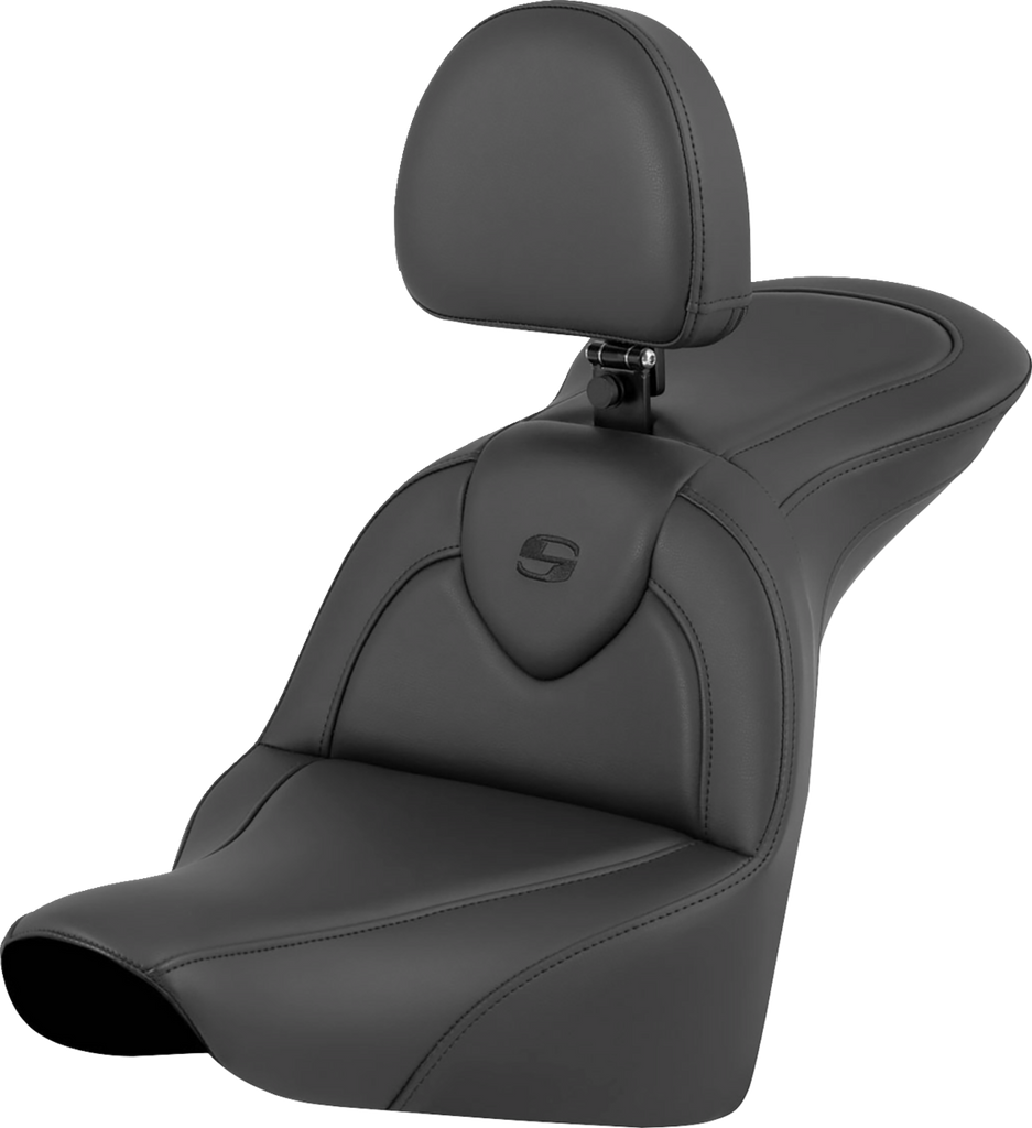 SADDLEMEN RoadSofa* Seat - Black - with Driver Backrest - FLFB/FXBR '18-'24 818-27-187BR