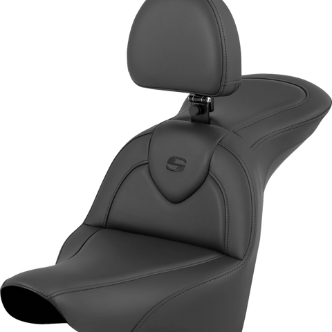 SADDLEMEN RoadSofa* Seat - Black - with Driver Backrest - FLFB/FXBR '18-'24 818-27-187BR - Team Dream Rides