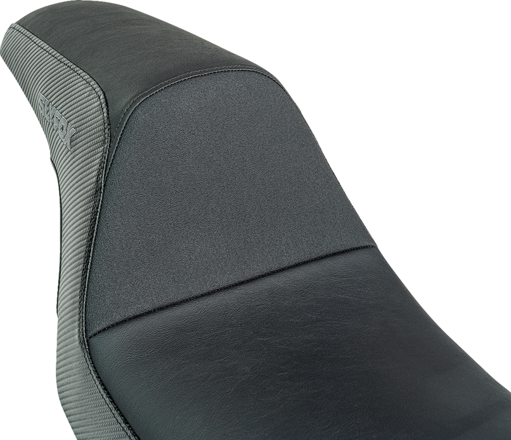 SLYFOX Slyfox Seat - Gray Logo - Black Vinyl - Smooth - FXR '82-'00 SlyFox4681B - Team Dream Rides