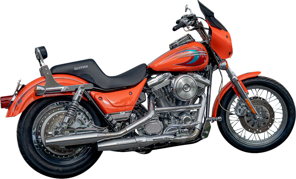 SLYFOX Slyfox Seat - Gray Logo - Black Vinyl - Smooth - FXR '82-'00 SlyFox4681B - Team Dream Rides